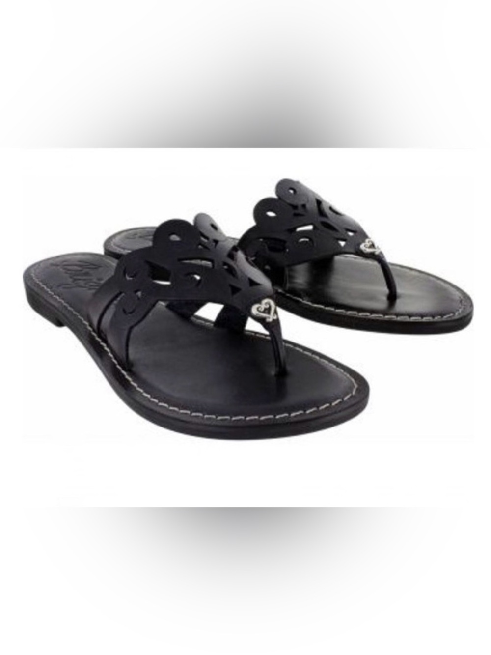 Brighton Alegre Flat Thong Black Leather Sandal - Picture 2 of 7